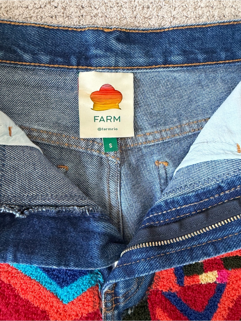 FARM Rio Colorful Embroidered High-Rise Patchwork Jean Shorts - Picture 6 of 6